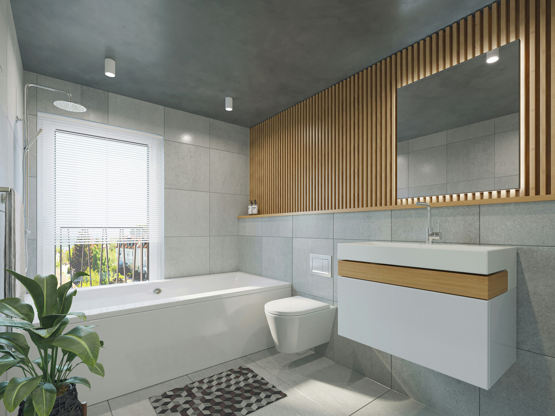 Wand- und Bodenfliesen im Badezimmer
